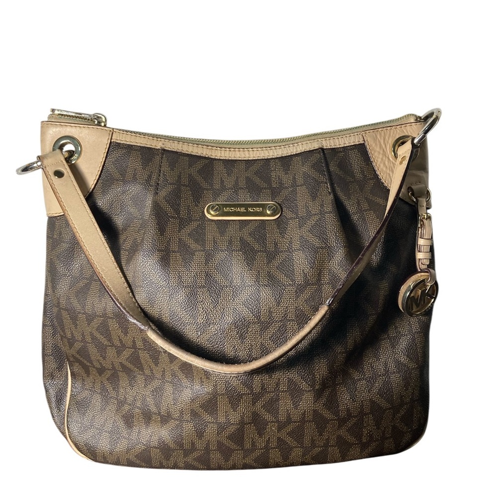 MK Michael Kors signature logo embossed tote shoulder bag - Picture 1 of 14